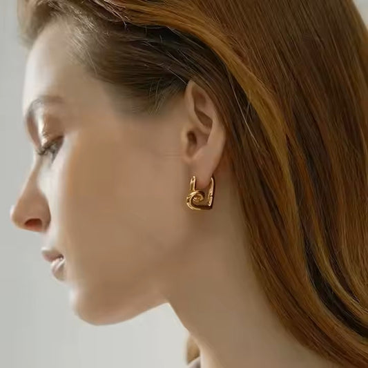 Hollow Love Heart Geometric Stud Earrings