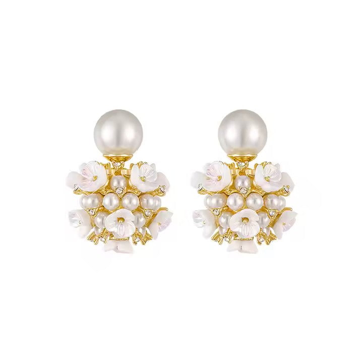 Double-sided Floral Pearl Ball Shaped Earrings