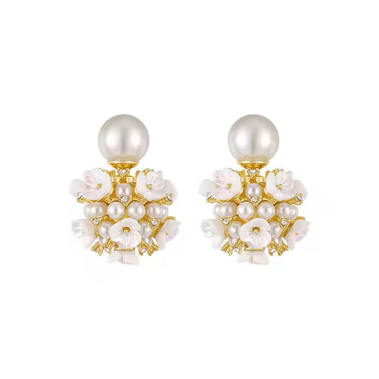 Double-sided Floral Pearl Ball Shaped Earrings