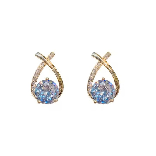 Micro-inlaid Rhinestone Geometric Cross Stud Earrings